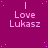 A static image with a magenta background featuring repeated text "I Love Lukasz" in light purple, surrounded by small pink dots.