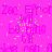 Animated pink background with repeating text fragments and scattered light pink pixels, partially obscured by a gray rectangle on the right.