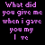 Animated sequence of purple text on black background displaying fragmented variations of the phrase "What did you give me when I gave you my" with partial words like "love," "heart," and "first kiss."