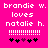 Pixelated text on bright pink background reads 'brandie w. loves natalie h.' with white dotted lines and black/purple hearts below.