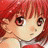 A 48x48 pixel buddy icon featuring a red-haired anime character on the left and text elements on a black background to the right, displayed as part of an animated contact sheet with two visible frames.