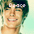 Pixelated image of a smiling person with dark hair, light skin, and a light blue background, with text overlays reading Peace, Love and..., and Zac Efron?