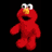 A 4x4 contact sheet of Elmo animated frames with text overlays, showing red character in various poses against black and white backgrounds.