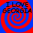 Four identical display red and blue spiral patterns with black text reading "I LOVE GEORGIA" in pixelated font