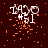 White text '1400 #51' on dark red background with orange pixel particles scattered across, some particles fading in later frames.