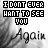 Animated contact sheet of 24 frames showing a text-based buddy icon with changing red dots on the word 'Again' against a grayscale background.