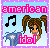 Pixel art icon with 'american idol' text, a girl with brown pigtails, and a musical note changing from black to white.