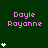 Pixelated icon with pink text 'Dayle Rayanne' and white star symbols on dark green background, showing multiple variations of star arrangements.