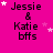 Pink background with repeated text "Jessie & Katie bffs" and white/pink stars in various positions across a