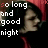 Animated contact sheet of 11 frames showing a person with dark hair and red clothing against a black background, displaying sequential text animation for "so long and good night".