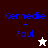 Four display 'Kennedie + Paul' text with a star icon changing color from white to brown across the bottom-right