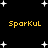 Black background with scattered white stars and four instances of yellow text reading "Sparkul" arranged in two