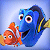 Two pixelated fish characters face forward against a light blue gradient background, one orange with white stripes, the other blue with yellow accents.