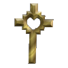 Golden cross-shaped icon with heart cutout at center, displayed in of nine identical static images on gray background