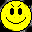 Four yellow pixelated smiley faces arranged in a with black outlines, each displaying distinct facial expressions and accessories