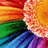Pixelated rainbow gradient with horizontal bands of red, orange, yellow, green, blue, and purple transitioning into a bright white light effect on the right.