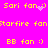 Pixelated yellow text on bright pink background with animated heart and sparkles, repeating fan phrases.