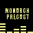 Yellow pixelated text and bar graphs on black background, with repeated 'MONARCH PREGAST' labels and changing horizontal bars.