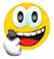 Yellow emoji face with large eyes and red tongue, hand near mouth in four variations showing different eye positions and hand placement.