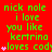 Red background with green text reading 'nick nol i love you like kertrina loves cody' and pink heart symbols, arranged in a pattern with repeated text and symbols