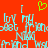 A static image with a bright red background featuring repeated cyan text and a green pixelated heart symbol at the top center.