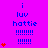 Pixelated icon with bright purple background, blue text "i luv hattie", and red heart symbols in varying quantities across three vertical sections.