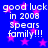 Blue background with pink stars and repeated white text reading 'good luck in 2008 Spears family!!!' across four identical