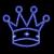 Pixelated blue crown icon with five rounded points on a black background, featuring internal grid-like structure and central dot.