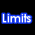 Blue-outlined white text on black background with partial gray overlay, displaying fragments of the phrase "Limits Left Behind".