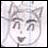 A 48x48 pixel buddy icon featuring a grayscale anime-style character face on the left and text elements on the right, displayed as a contact sheet with two frames.