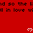 Red background with repeated black text and white pixelated hearts in a pattern