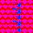 Red background with pink heart pattern and blue 'Toli' text repeated in vertical