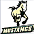 Animated contact sheet showing two frames of a pixelated mustang mascot logo with text banner, one frame featuring additional website text on the right side.