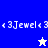 Pixelated icon with blue and purple background split vertically, displaying text and star symbols.