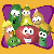 A 50x50 pixel animated contact sheet showing two frames of a Veggie Tales-themed buddy icon with vegetable characters and "OriginalIcons.com" text.