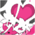 A static image of a pink broken heart symbol with jagged edges on a white background, surrounded by scattered black and gray fragments.