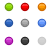 Nine pixelated circular icons arranged in a 3x3 grid, each with distinct solid colors and subtle gradient shading.