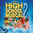Pixelated image with large yellow text 'HIGH SCHOOL' above smaller text 'GIRLS' on blue background, featuring three figures in colorful outfits.