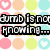 Pixelated text on a pastel polka-dot background with heart shapes, featuring phrases about 'dizzy' and 'tumb'.