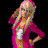 Pixelated collage of six distinct images including a blonde woman in pink, yellow text, a family photo, Chanel logo, Hello Kitty, and pink lips.