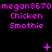 Pixelated text and symbols on a black background with repeated pink text and animated elements.