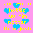 Pixelated yellow text on pink background with blue hearts, repeating 'zac efron hottie luv him hotter than josh' in a pattern
