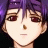 Pixelated anime-style character face with purple hair and red eyes on left, next to black background with white text "Anime IM" above smaller cursive "com" on right.