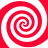 Four red and white spiral patterns arranged in a square with a central white cross shape