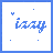 Animated sequence of blue text variations spelling 'Lizzy' with scattered X and dot symbols on white background, transitioning between letter forms.