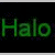 A 2x2 contact sheet of a Halo 2 animated icon showing green text and two armored characters in action poses against dark backgrounds with fiery effects.
