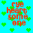 Pixelated red text 'eye heart someone' on cyan background with green heart symbols, animated with shifting text and heart positions.
