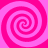 Four pink spiral patterns arranged in a on a pink background, each spiral rotating clockwise with alternating light and dark pink bands