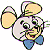 A 50x50 pixel animated buddy icon featuring a cartoon mouse mascot on the left and green text reading "Original Icons .com" on the right, displayed as a contact sheet with two frames.
