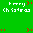 Green background with red dotted border and four 'Merry Christmas' text blocks in white pixelated font, each flanked by red asterisks.
